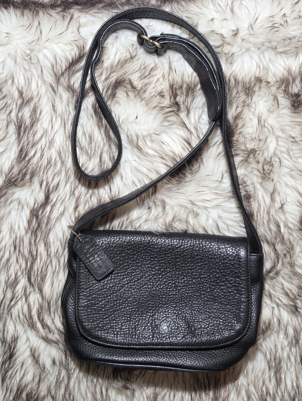 Vintage Coach Sonoma Small Flap Bag Black Pebbled Leather 4919 USA